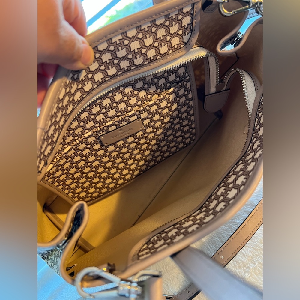 Beautiful authentic Kate Spade satchel bag. Gray and white color, like new. - Picture 6 of 15